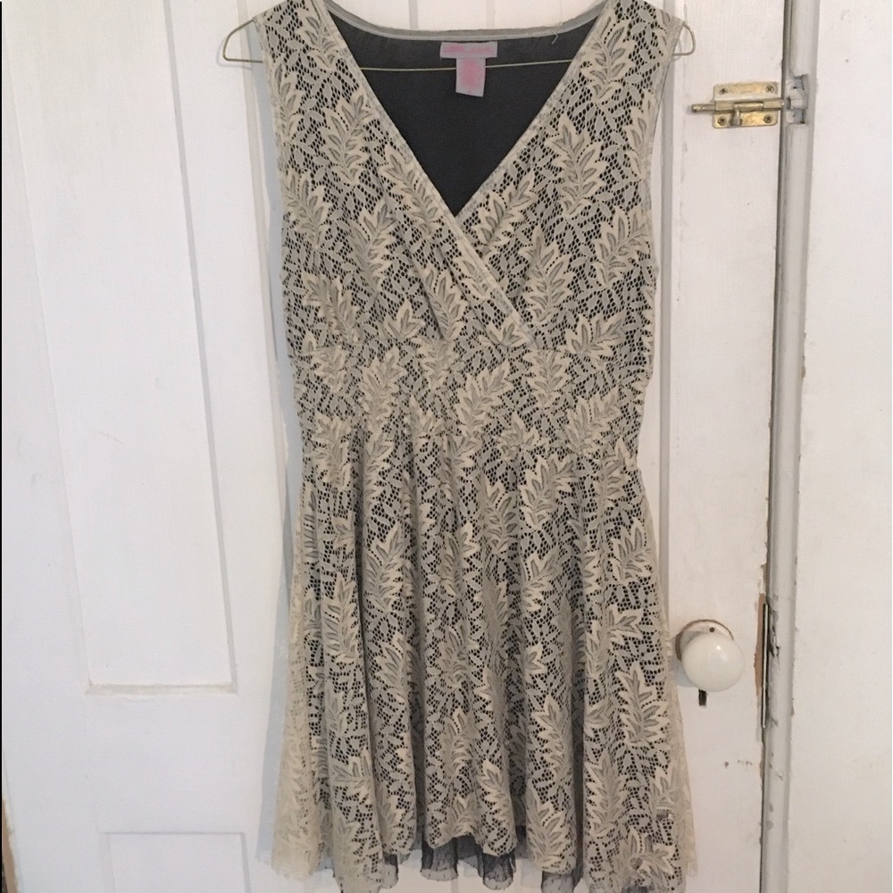 Cream lace skater dress. Formal off white.